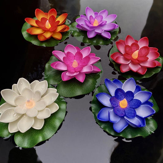 Flameless Lotus Flower Water Sensor Diyas (Pack of 6)